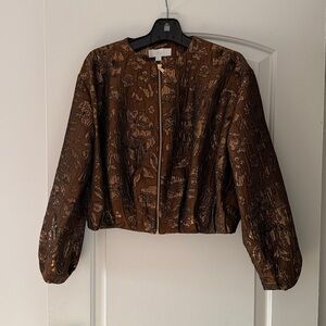 Shiny Jacquard Bomber Jacket